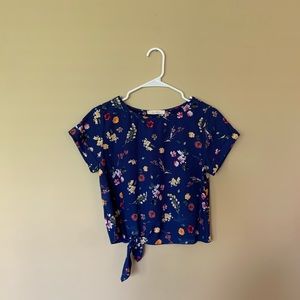 Blue flower crop top